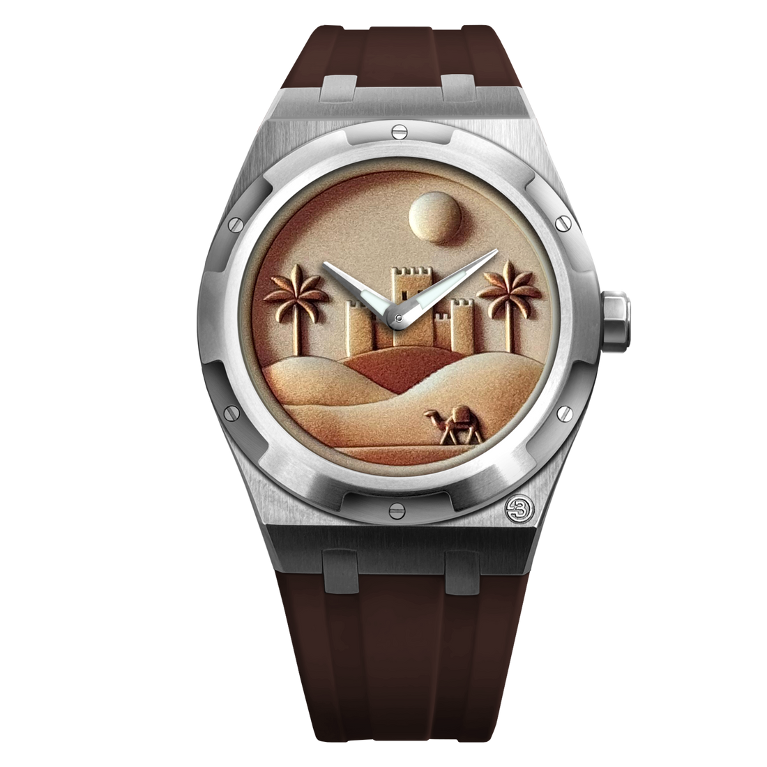 B360 Al Badia watch with embossed Arabic cultural dial