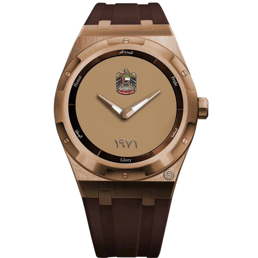 B360 Al Majd Gold Edition watch featuring luminous gold dial and refined luxury design.