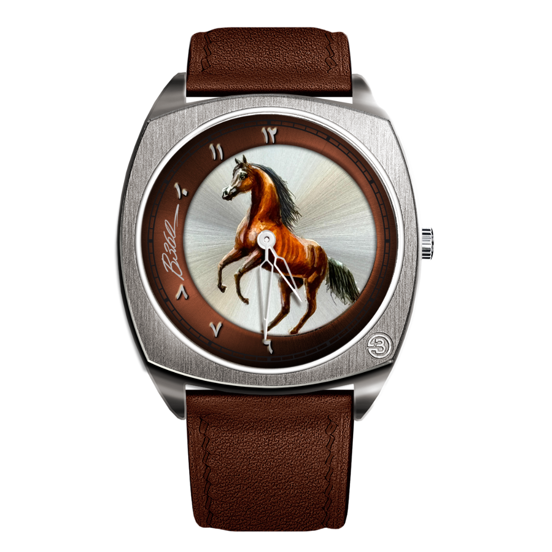  B360 Hand-Painted Fa Elraheem – The Only One, BG 2033 – A Unique Timepiece Showcasing Exquisite Handcrafted Artistry, Celebrating the Elegance, Strength, and Heritage of the Arabian Horse in a Timeless Design.