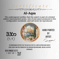 A one-of-a-kind watch from the B360 B Unique al aqsa Collection featuring a stunning hand-painted design of AL-Aqsa
