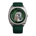 Hand-painted depictions of iconic racehorses Aravila and Doutelle, symbolizing speed, elegance, and royal heritage.