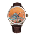 B360-WATCHES.Hagia Sophia Sunset Edition' watch captures the stunning architectural beauty of the Hagia Sophia Mosque in Istanbul, Turkey, against a breathtaking sunset backdrop, with flying birds in the sky.