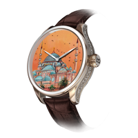 B360-WATCHES.B360-WATCHES.Hagia Sophia Sunset Edition' watch captures the stunning architectural beauty of the Hagia Sophia Mosque in Istanbul, Turkey, against a breathtaking sunset backdrop, with flying birds in the sky.