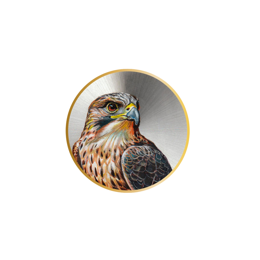 A unique B360 wristwatch featuring a hand-painted falcon on the dial. This one-of-a-kind timepiece showcases meticulous artistry, making it a true collector's item.