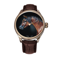 B360 hand painted A majestic Arabian brown horse with flowing black mane and tail, radiating strength and elegance."