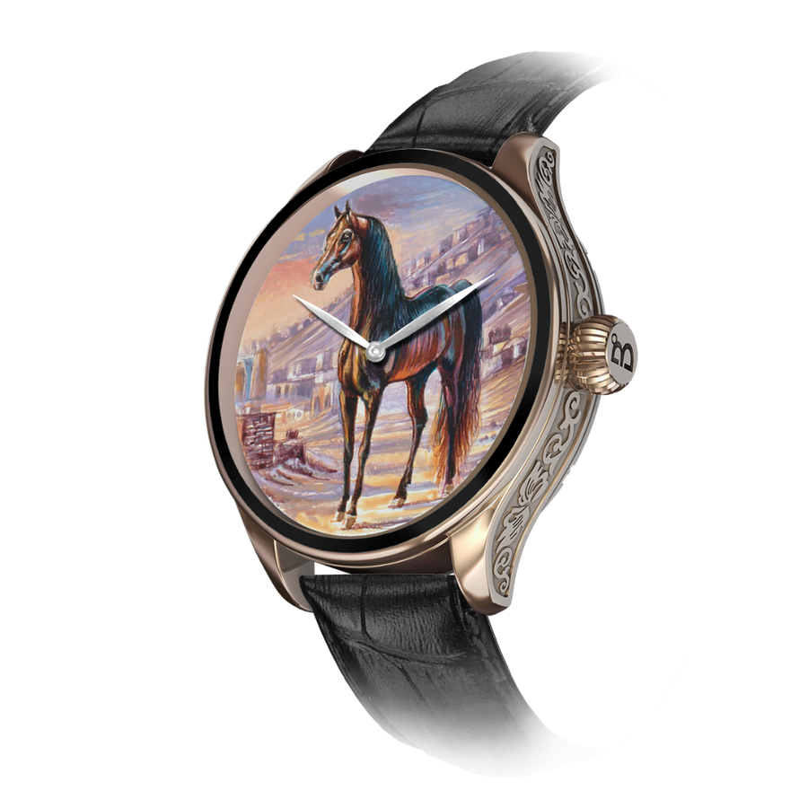 In our exclusive collection lies a masterpiece, the Bal’aa Watch, painted with the saga of a mare that signifies more than valor - it embodies the essence of Arabian heritage.