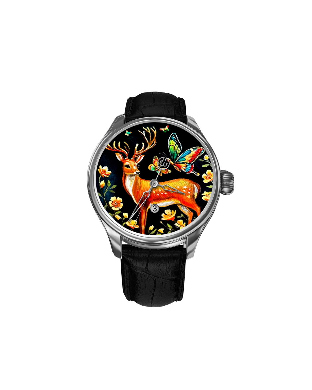 B360 Enchanted Garden watch w/ hand-painted floral and deer