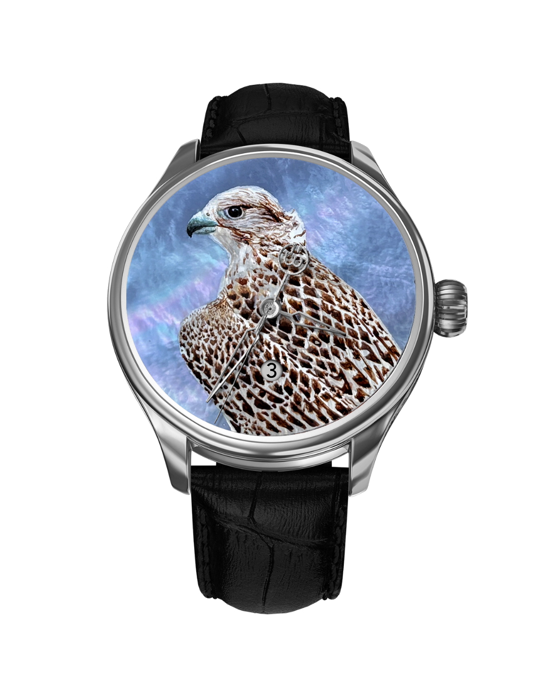 B360 watch hand-painted Falcon on mother-of-pearl dial