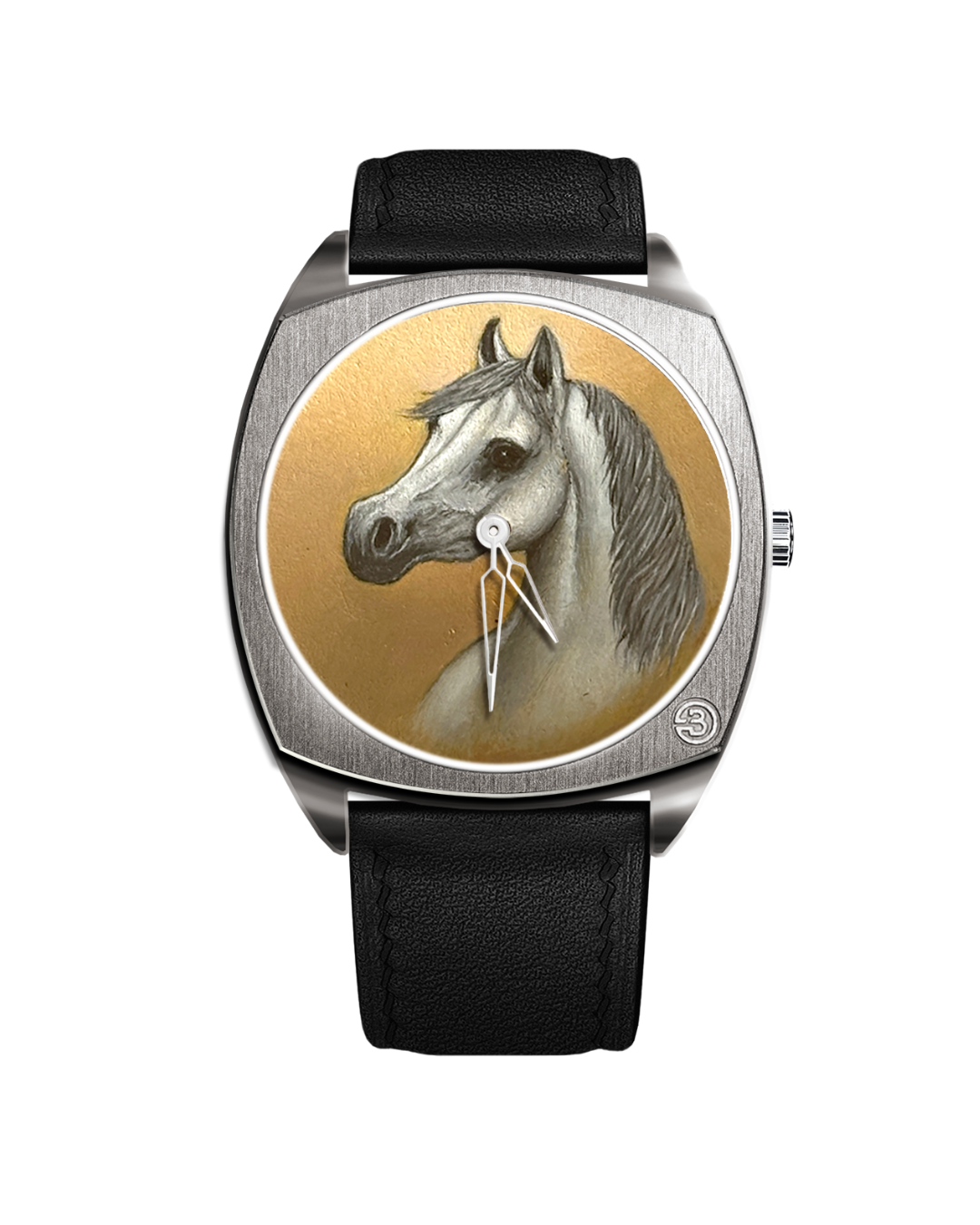 High‑resolution image of B360 Safa Al Murad The Only One watch featuring a hand‑painted radiant white Arabian stallion on custom dial, stainless steel 40 mm case with Swiss quartz movement and 5 ATM water resistance – one‑of‑a‑kind 1/1 limited edition.