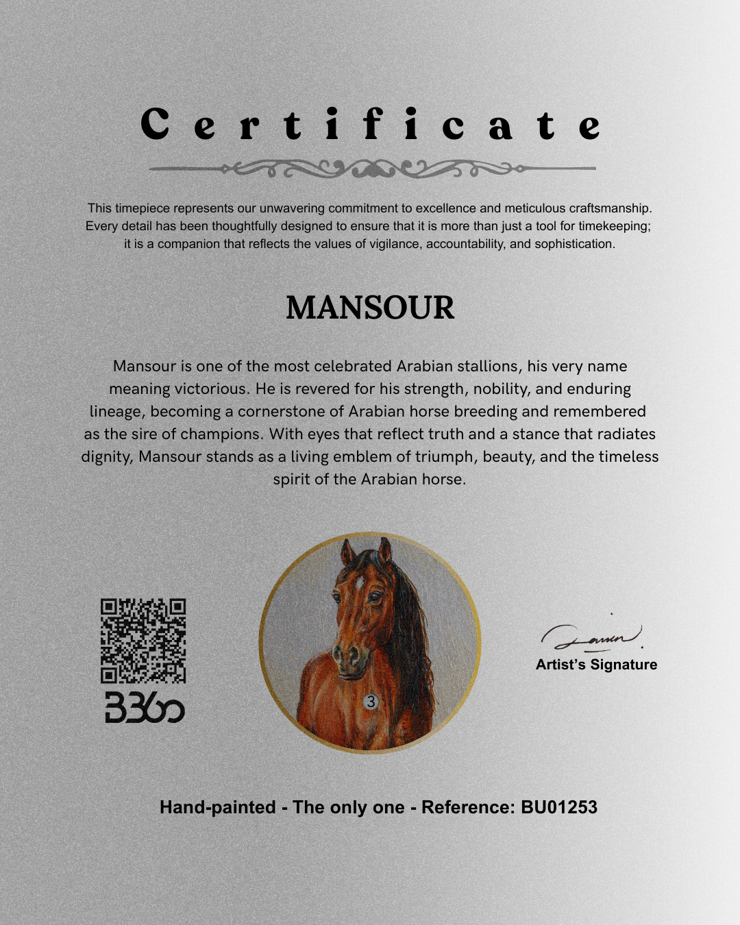 B360 - Hand Painted Mansour- The Only One - REF. BU01253