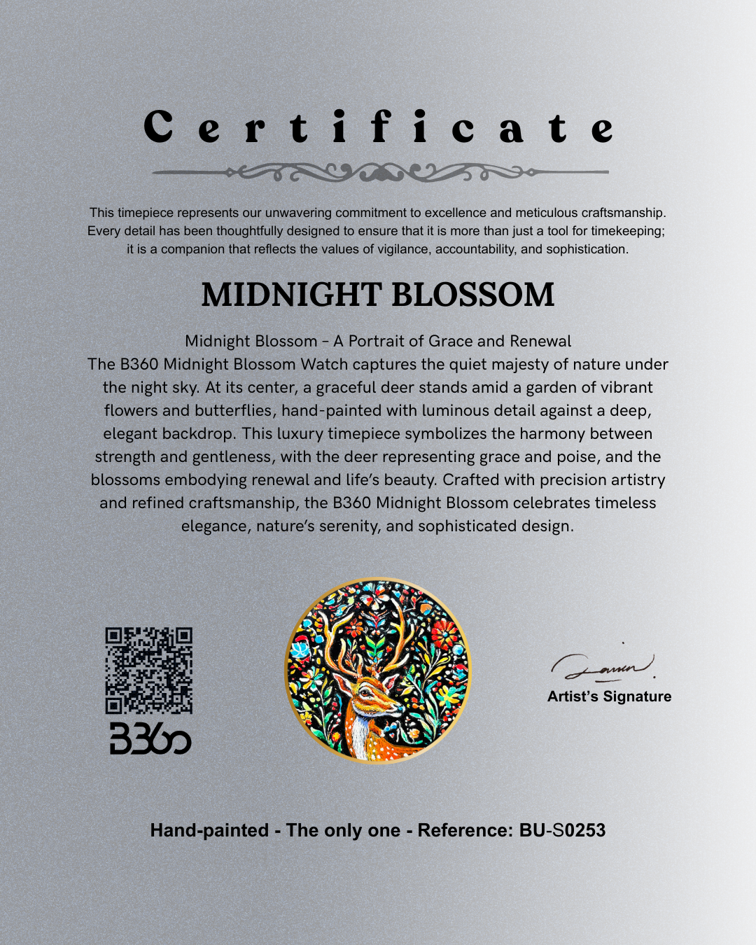 Hand Painted - Midnight Blossom - The Only One - REF. BU-S0253