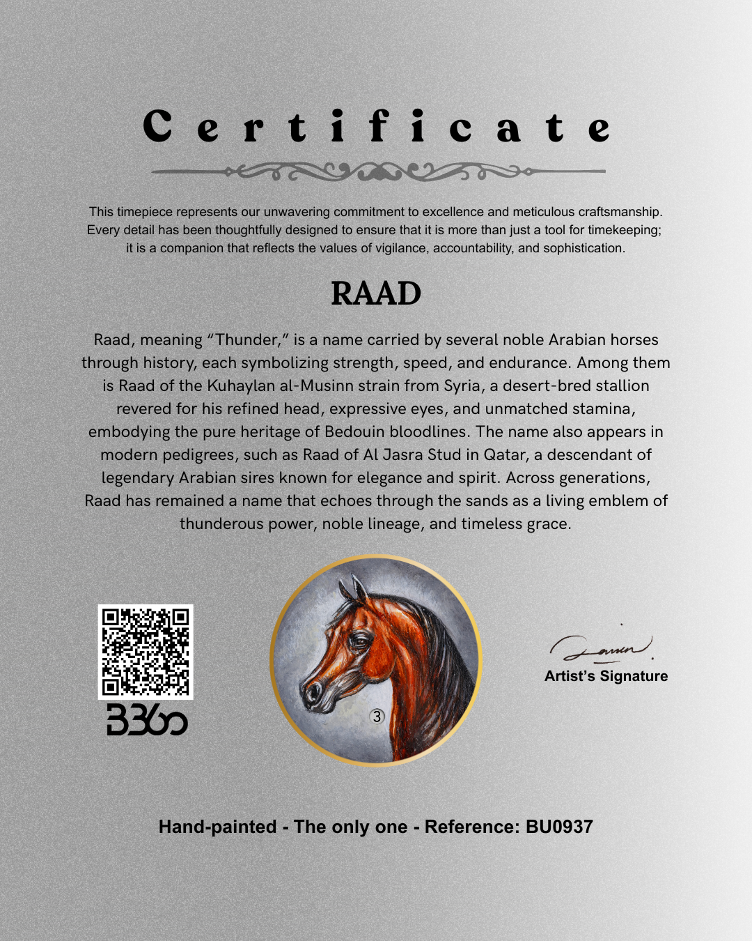 Hand Painted - Raad - The Only One - REF. BU0937