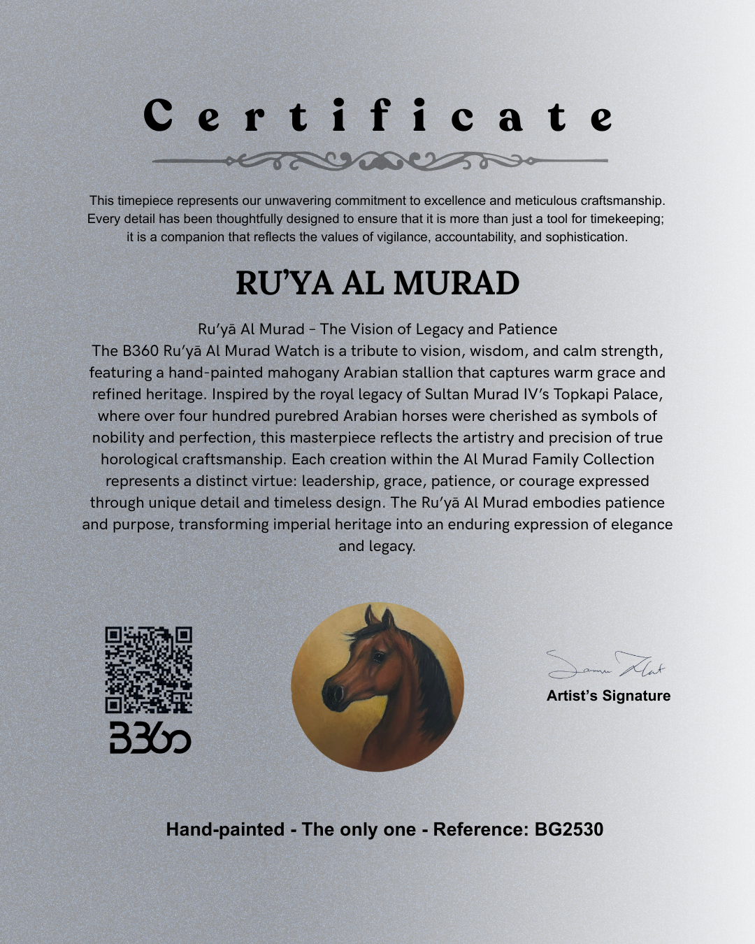 Hand Painted Horse - Ru’ya Al Murad - The Only One - Ref. BG2530