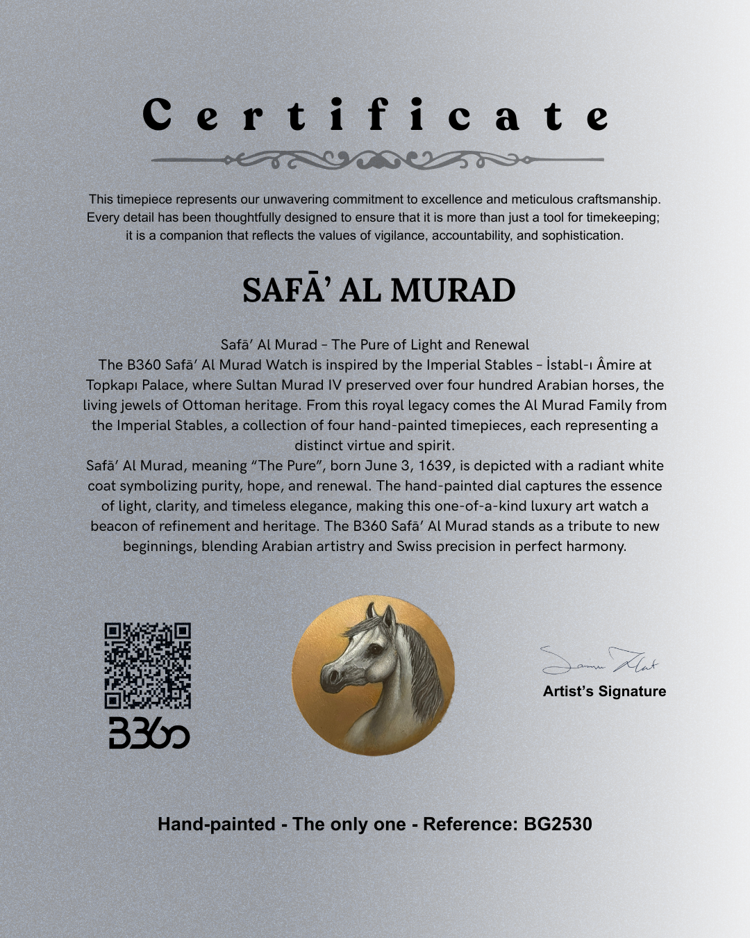 Hand Painted Horse - Safā’ Al Murad - The Only One - Ref. BG2530