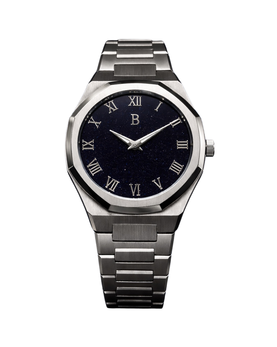 B360 The Nightfall luxury watch with blue aventurine dial inspired by a starlit night sky and elegant design.