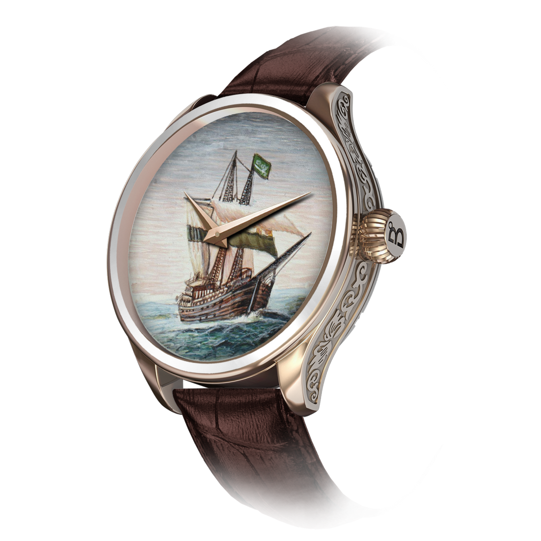 We invite you to embrace the artistry, individuality, and splendor of your B360 watch from the "Glorious Gulf" collection. It is a symbol of the remarkable craftsmanship and the captivating spirit of the Gulf's maritime heritage.