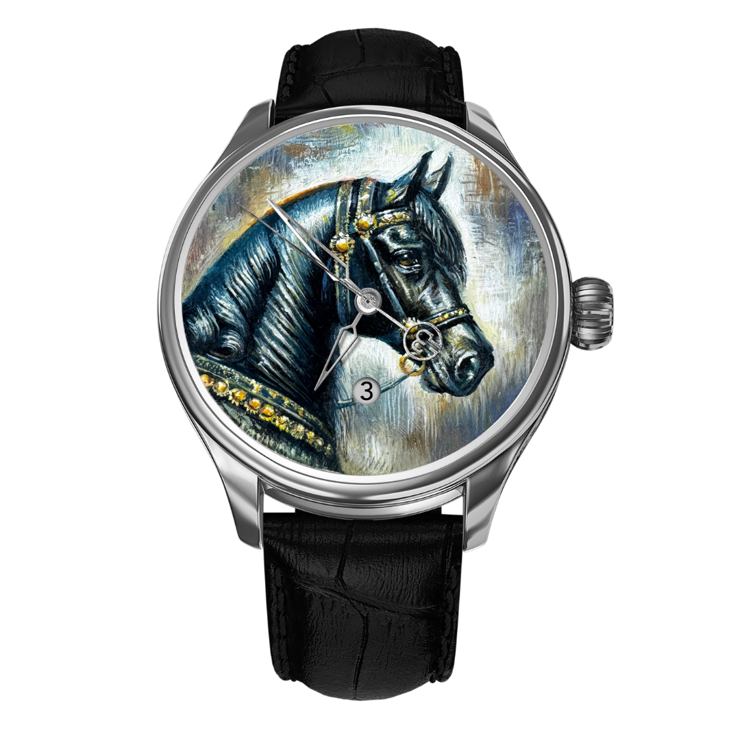  Hand-Painted Saifan – The Only One, Reference 24469. A Unique B360 Watch Featuring an Exquisite Artistic Depiction of the Majestic Arabian Horse, Saifan, Symbolizing Strength, Elegance, and Heritage.