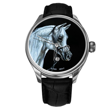 Hand-Painted Al-Ashhab – The Only One, Reference 24466. A Unique B360 Watch Featuring an Exquisite Artistic Depiction of the Noble White Arabian Horse, Symbolizing Purity, Strength, and Timeless Elegance.