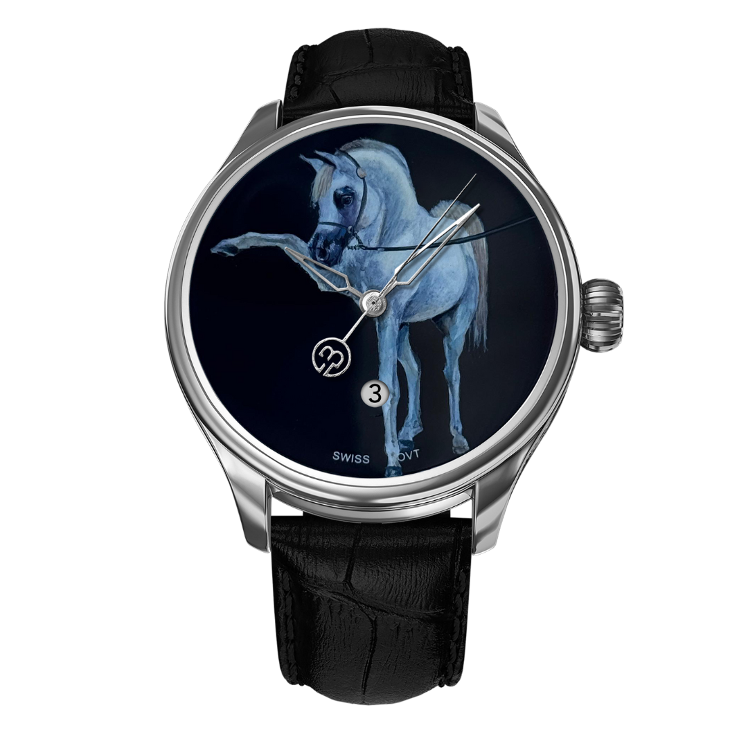 Hand-Painted Moniscione – The Only One, Reference 24463. A Unique B360 Watch Showcasing Exquisite Artistry, Featuring the Legendary Moniscione, Symbolizing Strength, Mystery, and Timeless Elegance.