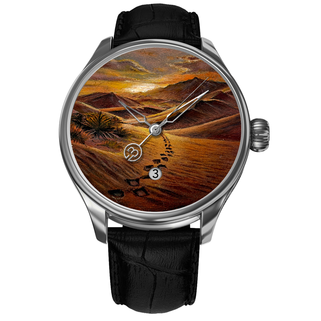 Premium hand-painted watch showcasing “Path of Al Mukhtar – The Only One.