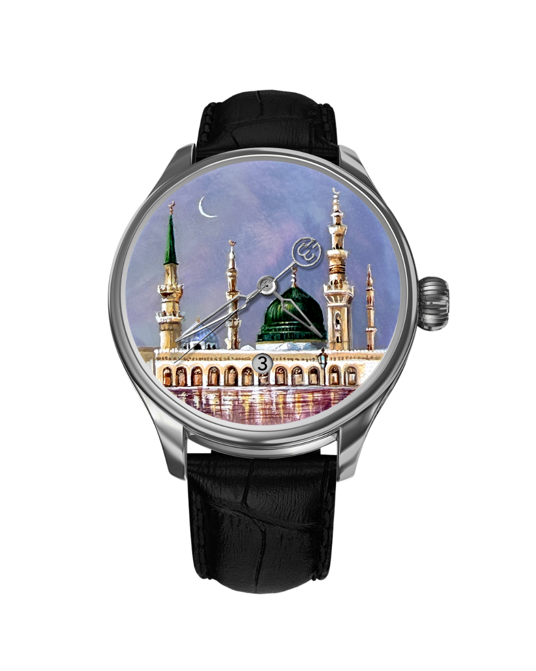 Hand Painted Noor Al Madina The Only One watch featuring a unique hand-painted dial inspired by Al Madina, crafted as an exclusive one-of-one B360 timepiece.