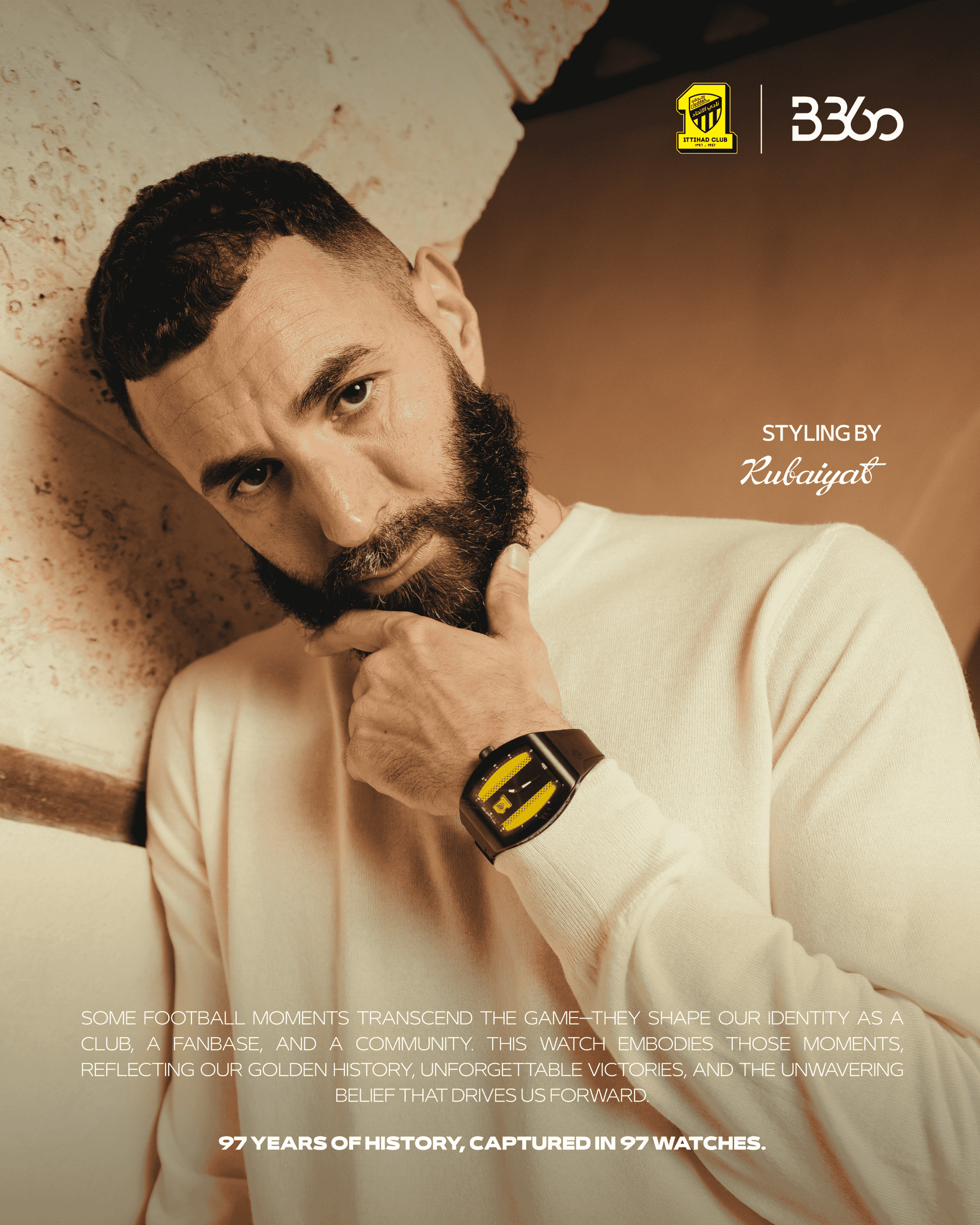 B360 Ittihad Club watch inspired by Al-Ittihad’s legacy, featuring bold design and club identity colors.