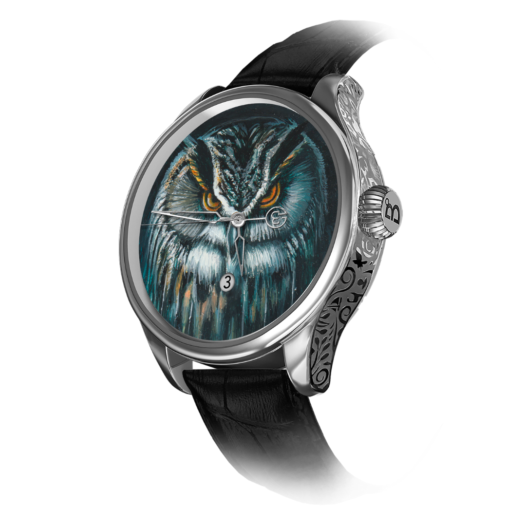 B360 watch Hand painted-Silent Watcher -Owl-REF 24407 (1 out of 1)