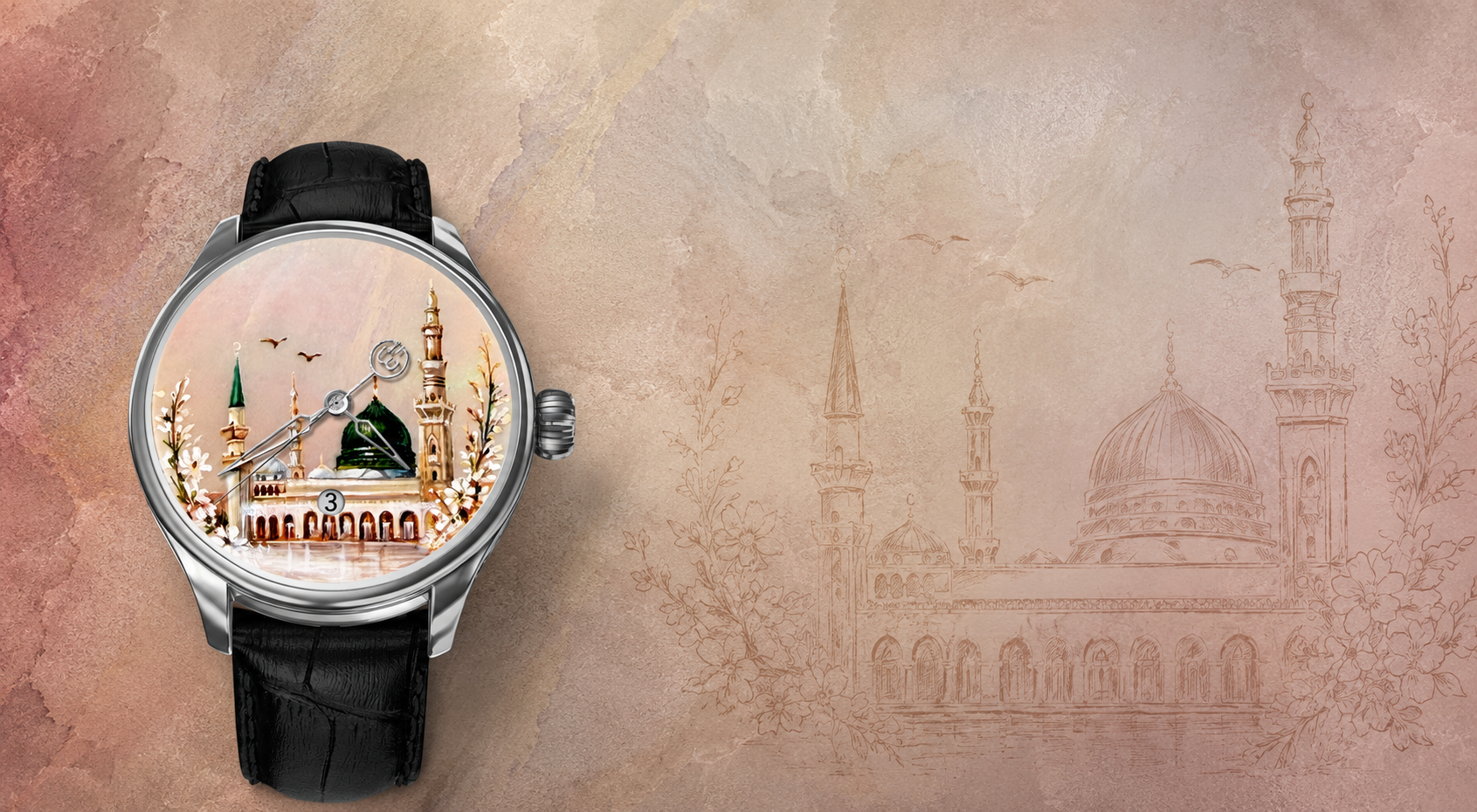 Hand painted - Noor Al Madina -36mm- REF. BU-S1006
