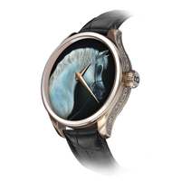 B360-watch-Moezz Al Baydaa Watch - A hand-painted portrait of the majestic Straight Egyptian Arabian horse, Moezz Al Baydaa, on the watch dial. Capturing its grace, elegance, and nobility in intricate detail, this horological masterpiece is a tribute to the timeless beauty of Moezz Al Baydaa and the artistry of equine portraiture