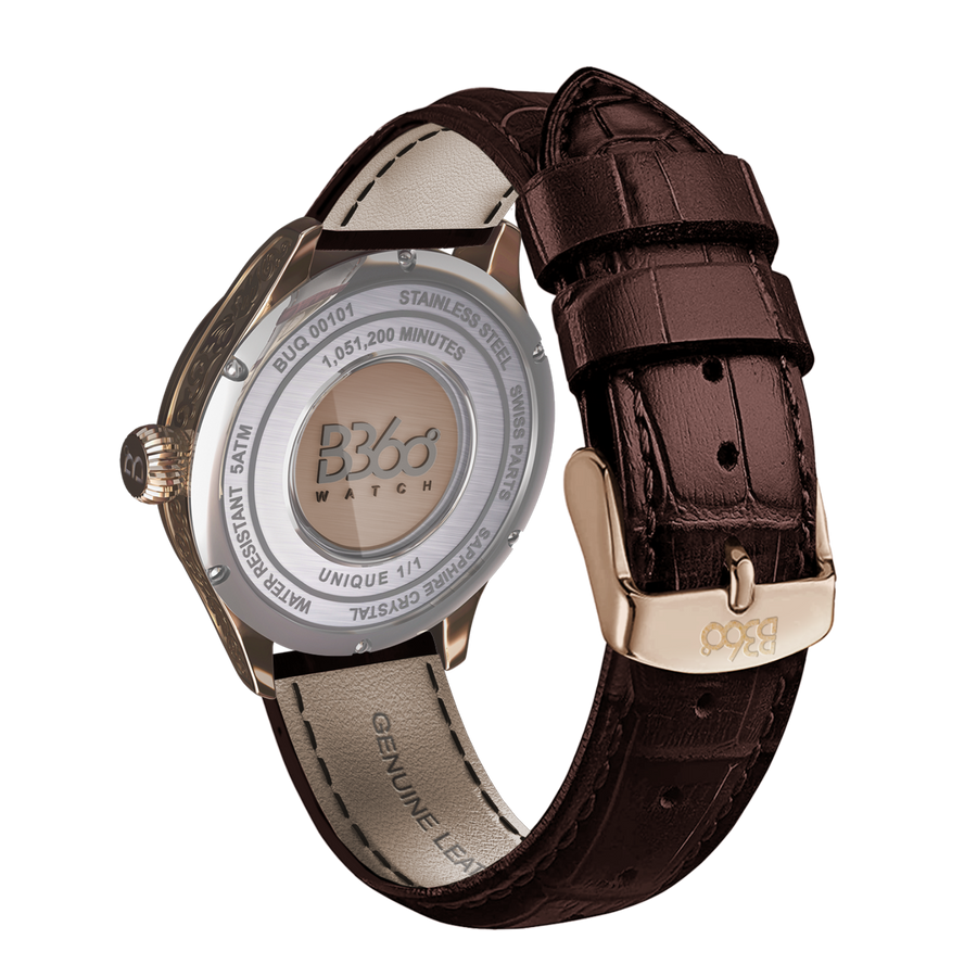 B360-watch-Wadee Al Shaqab: A Champion's Reflection Watch. A mesmerizing timepiece featuring a mirrored Wadee Al Shaqab, painted facing himself in both brown and immaculate white. The exquisite brown original portrays Wadee's majestic presence, while the white replica embodies the purity of imagination and admiration for this champion. A harmonious blend of brown and white styling on a single dial, celebrating the legendary Arabian horse's elegance and legacy.