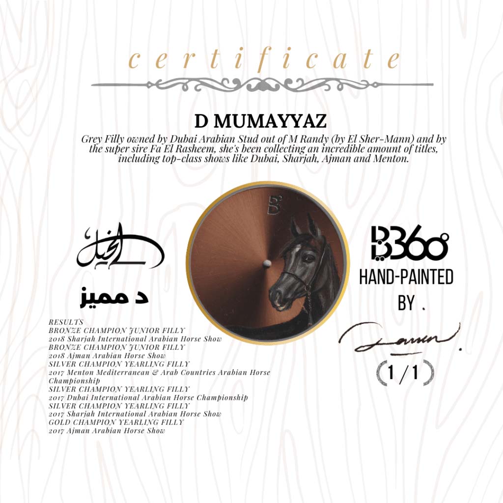 B360-Watches-We have created over 70 hand painted watches, one for each horse. Each watch comes with a signed certificate by our artists and marked as 1 out of 1. Check out our Arabian Horses collections.  