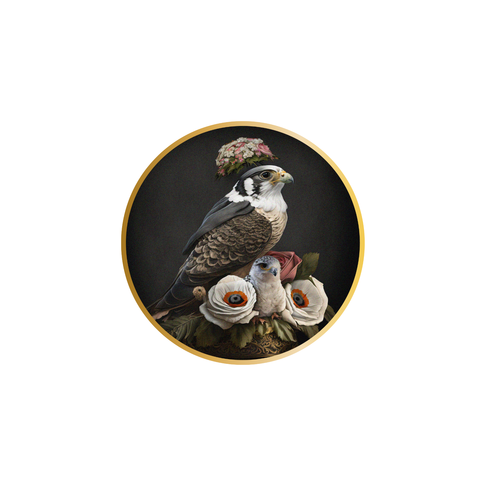 A one-of-a-kind watch from the B360 B Unique falconry  Collection featuring a stunning hand-painted design of falcons