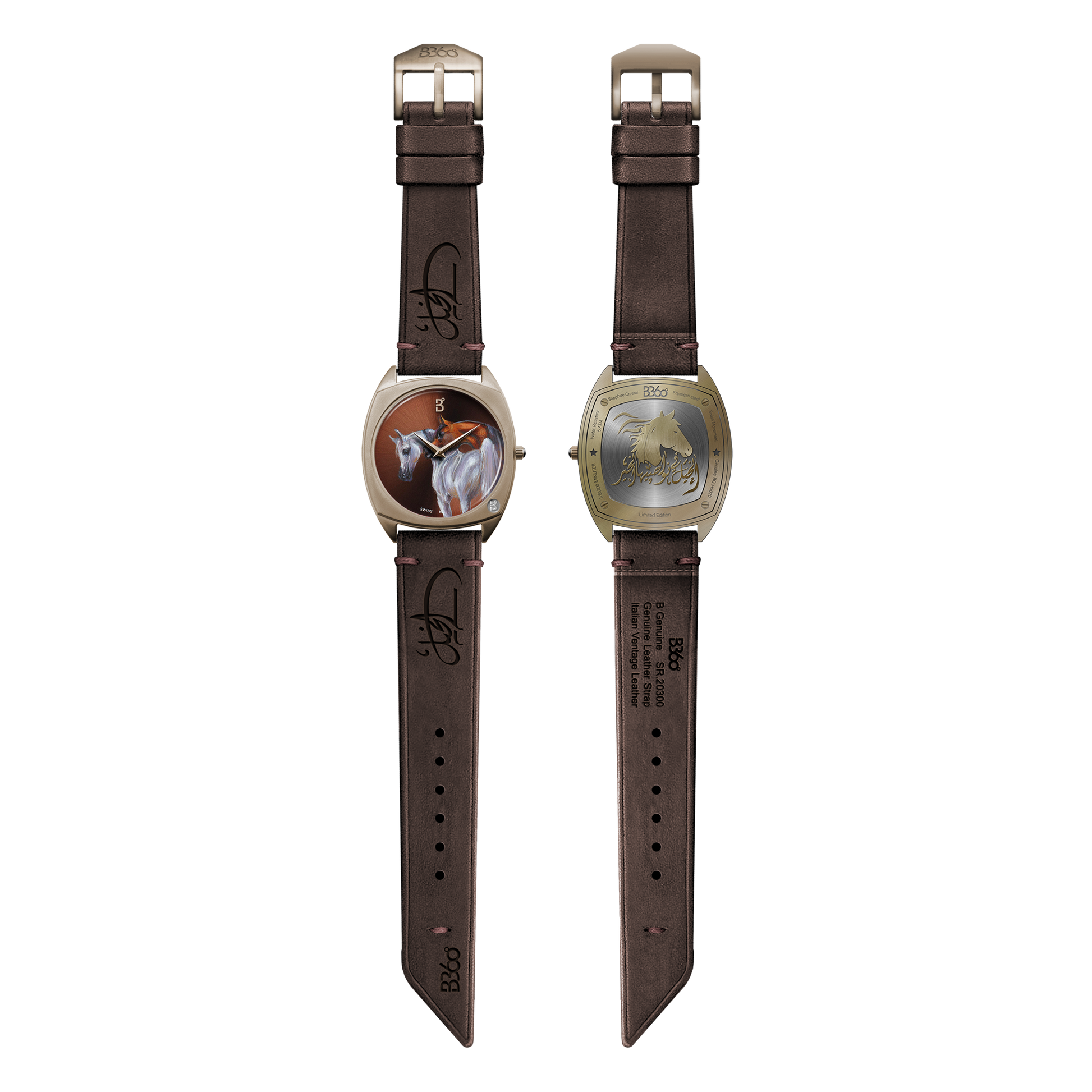 B360-Watches-We have created over 70 hand-painted watches, one for each horse. Each watch comes with a signed certificate by our artists and is marked as 1 out of 1. Check out our Arabian Horses collections.